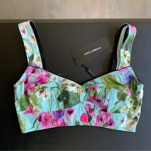 Dolce & Gabbana bluebell-print poplin corset top size 36